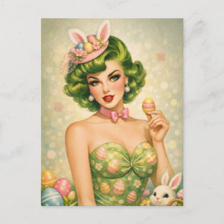 Vintage Easter Pin-Up Postcard 