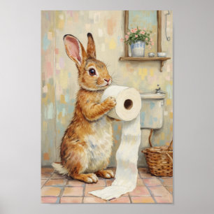 Vintage Easter Rabbit Bathroom Wall Art