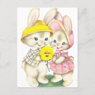 Vintage Easter Rabbit Children Postcard
