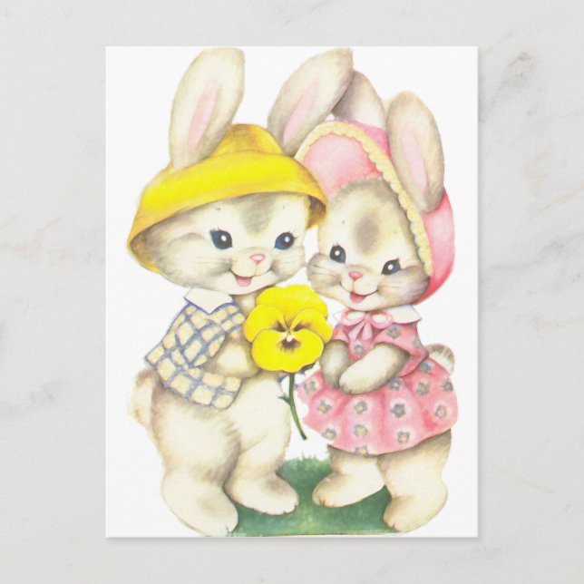 Vintage Easter Rabbit Children  Postcard (Front)