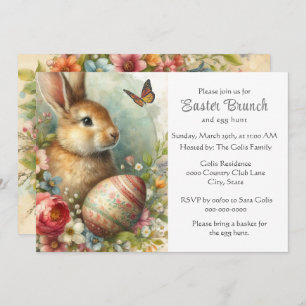 Vintage Easter Rabbit Holiday Brunch  Invitation