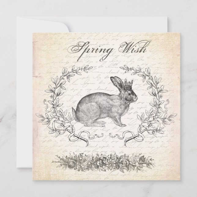Vintage Easter rabbit invitation (Front)