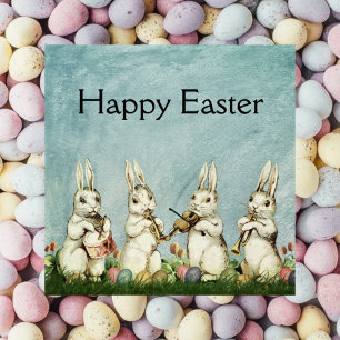 Vintage Easter Rabbit Musicians Holiday Card