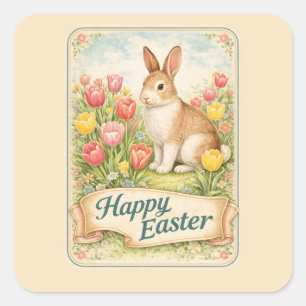 Vintage Easter Rabbit Square Sticker