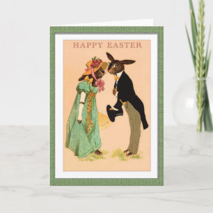 Vintage Easter Rabbit Sweethearts Holiday Card