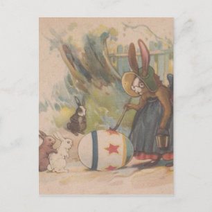 Vintage Easter Rabbits Holiday Postcard