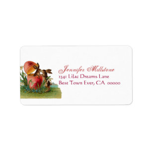 Vintage Easter Rabbits Kissing Address Label