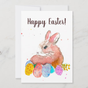 Vintage Easter Retro Cute Bunny Rabbit Message Invitation
