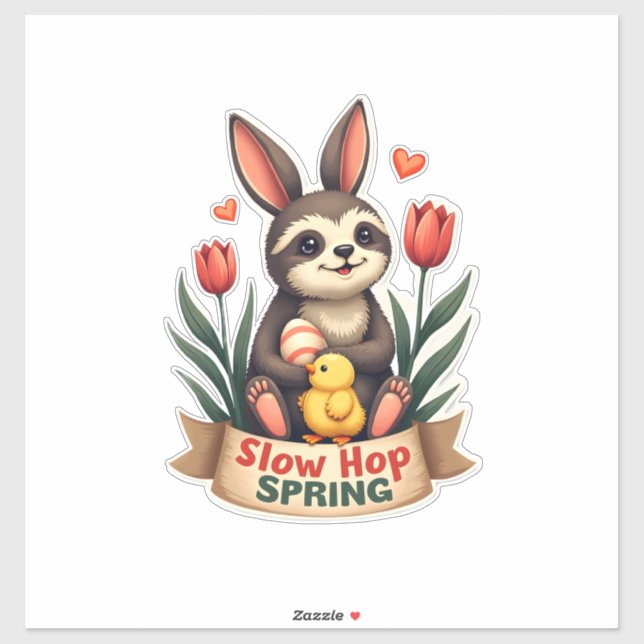 Vintage Easter Sloth Bunny Spring Flowers Shirt 2 (Sheet)