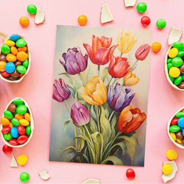 Vintage Easter Tulip Flowers  Card (Creator Uploaded)