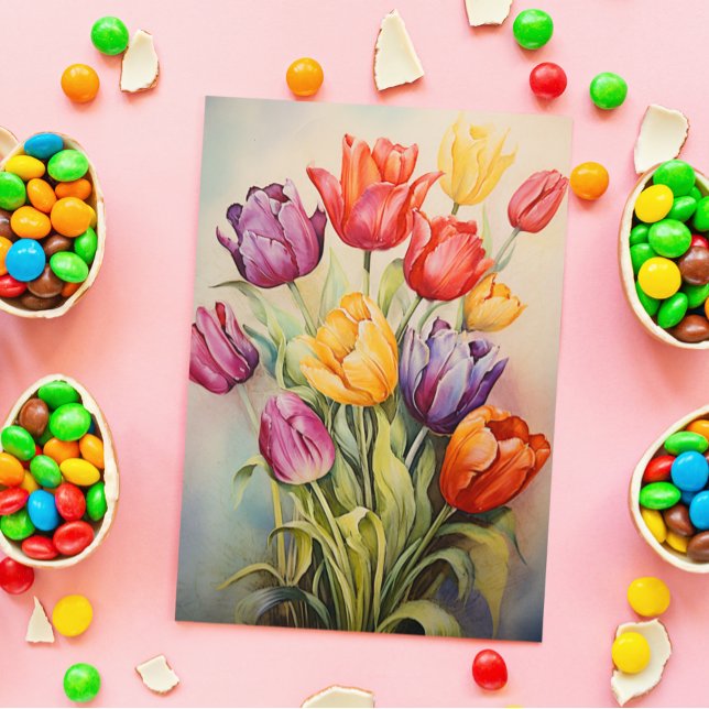 Vintage Easter Tulips Flower  Postcard (Creator Uploaded)
