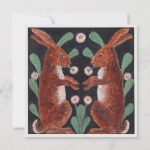 Vintage Easter Two Hares (1865–90) Holiday Card