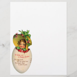 Vintage Easter, Victorian Child in an Egg Flyer
