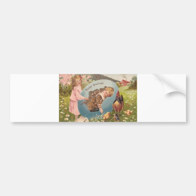 Vintage Easter Victorian Girl & Boy Bumper Sticker (Front)
