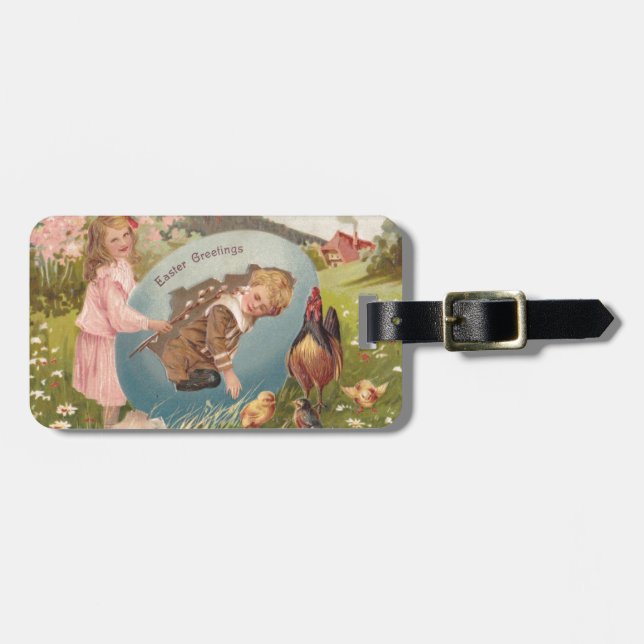 Vintage Easter Victorian Girl & Boy Luggage Tag (Front Horizontal)