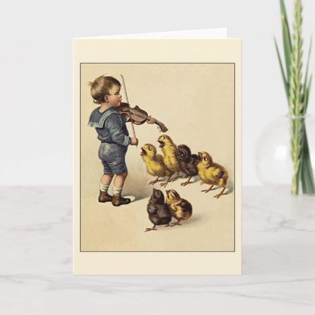 Vintage Easter Violin Note Card (Front)