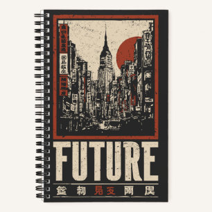 Vintage Eastern Cityscape Urban Skyline Portrait Notebook