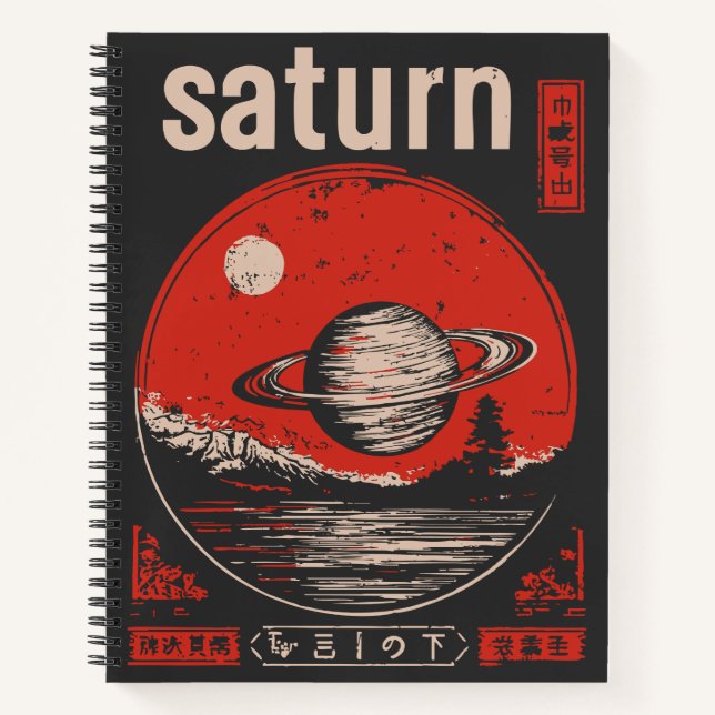 Vintage Eastern Saturn | Planet Portrait Notebook (Front)