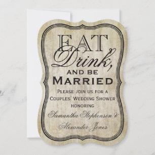 Vintage Eat, Drink, and Be Married Couples Shower Invitation