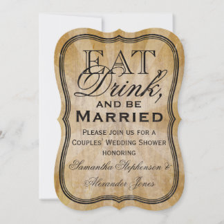 Vintage Eat, Drink, and Be Married Couples Shower Invitation