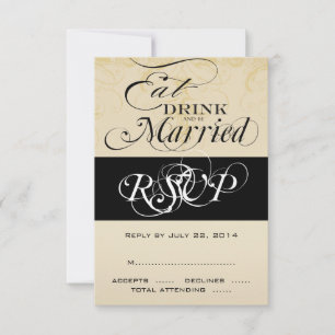 Vintage Eat, Drink, and Be Married RSVP Cards