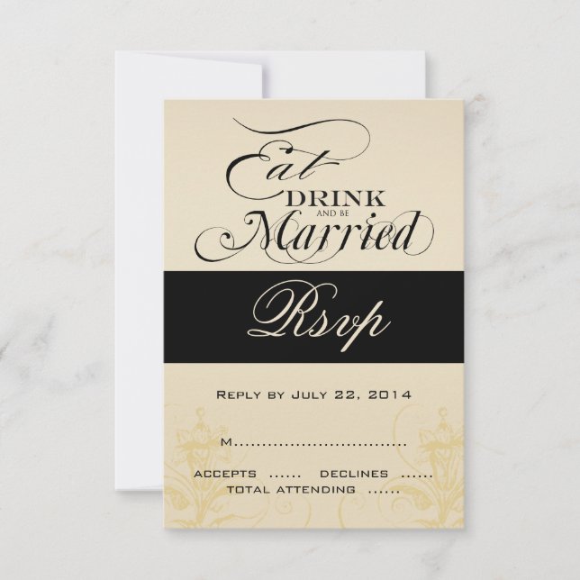 Vintage Eat, Drink, Be Married Wedding RSVP Cards (Front)