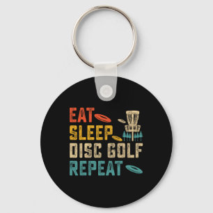 Vintage Eat Sleep Disc Golf Repeat Player Golfer G Key Ring