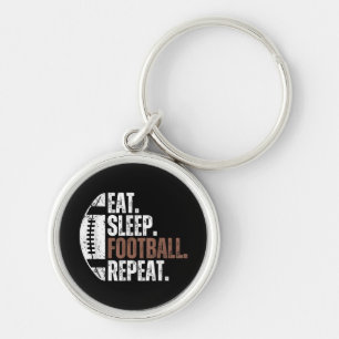 Vintage Eat Sleep Football Repeat Key Ring