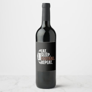 Vintage Eat Sleep Football Repeat Wine Label