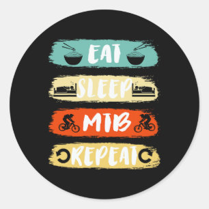 Vintage Eat Sleep Mtb Repeat Ride Lover Classic Round Sticker