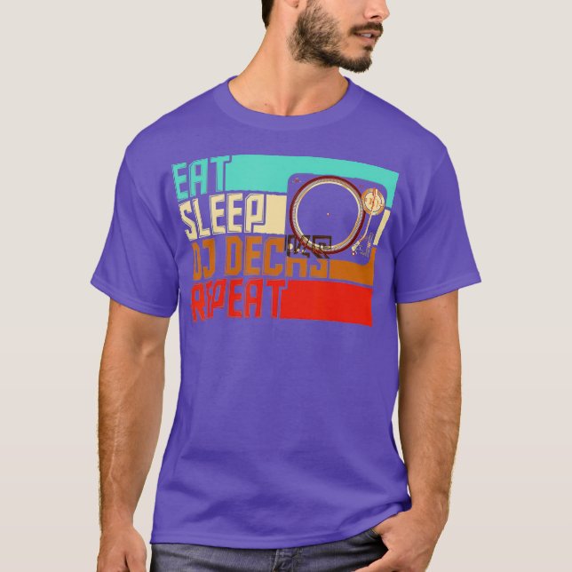 Vintage Eat Sleep Repeat DJ Decks T-Shirt (Front)