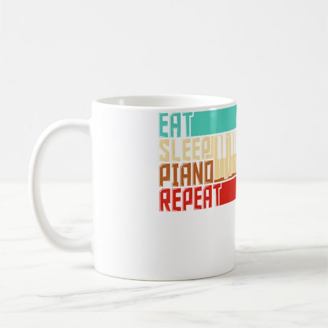Vintage Eat Sleep Repeat Piano Coffee Mug (Left)