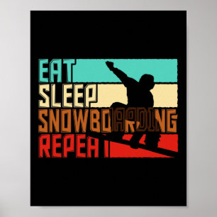 Vintage Eat Sleep Repeat Snowboarding Poster