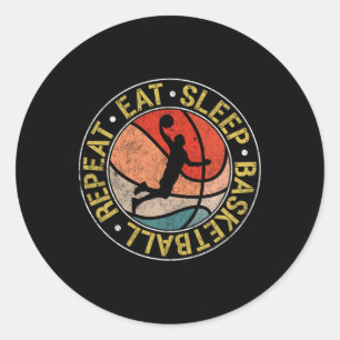 Vintage Eat Sleep Sketll Repeat Retro Dunking Classic Round Sticker