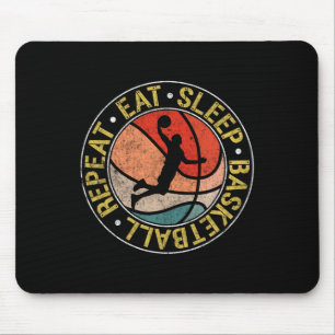 Vintage Eat Sleep Sketll Repeat Retro Dunking Mouse Pad