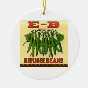 Vintage EB Brand Refugee Green Beans Ceramic Ornament