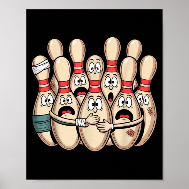 Vintage Ed Bowling Cartoon Funny Bowler League  Poster (Front)