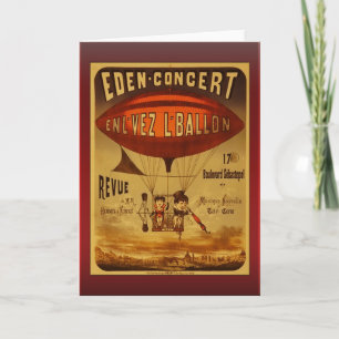Vintage Eden Concert Hot Air Balloon Greetings Card