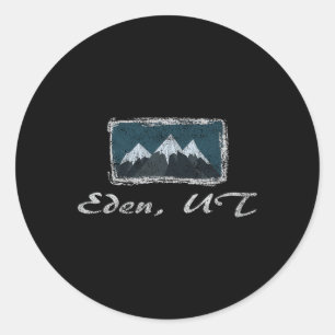 Vintage Eden Utah Winter Skiing Fun Classic Round Sticker