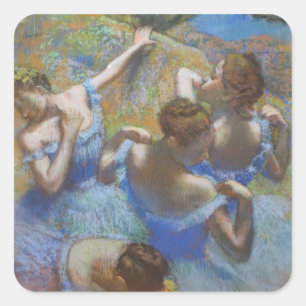 Vintage Edgar Degas Blue Dancers Ballet Art Square Sticker