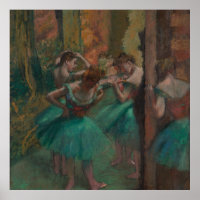 Vintage Edgar Degas Dancers in Green Ballet Art