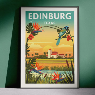 Vintage Edinburg Texas Poster
