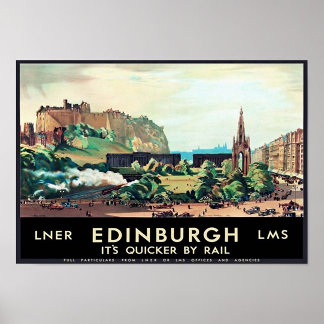 Vintage Edinburgh Scotland Travel Poster (Front)