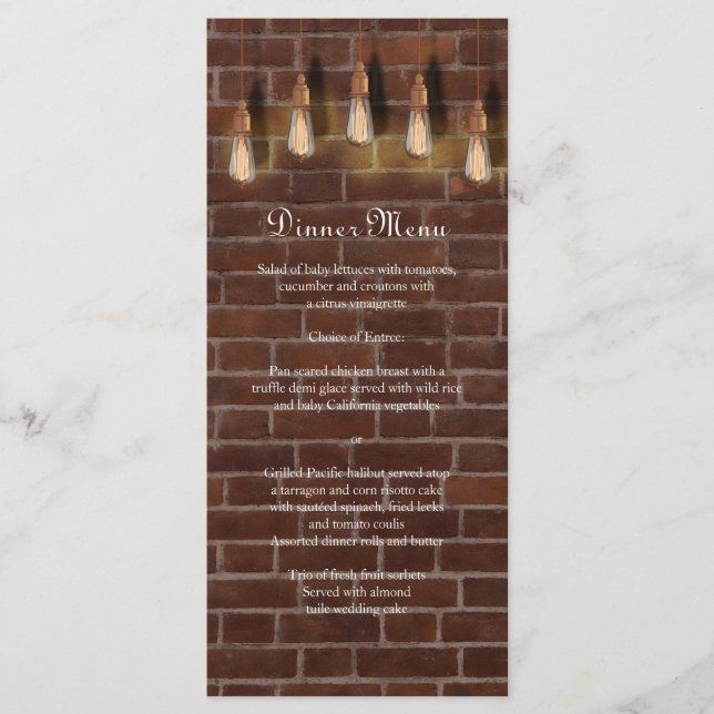Vintage Edison Lightbulbs Industrial Chic Menu (Front)