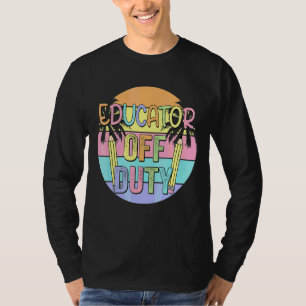 Vintage Educator Off Duty Summer Vacation Palm Bea T-Shirt