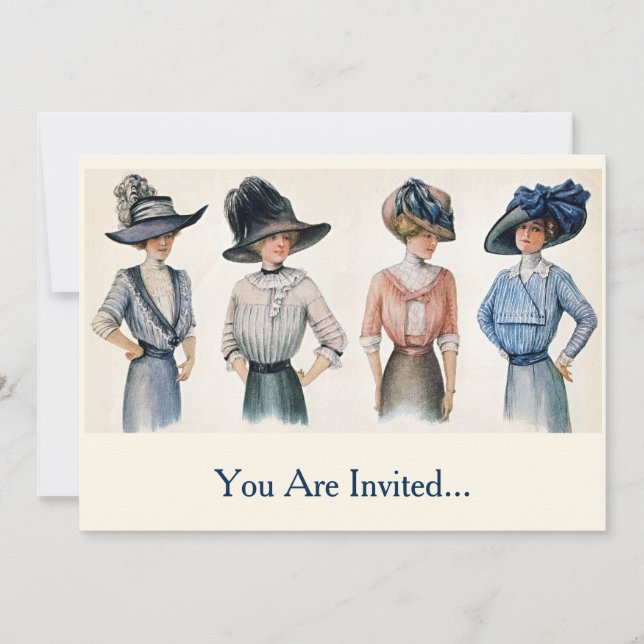 Vintage Edwardian Fashion from 1910 Invitation (Front)