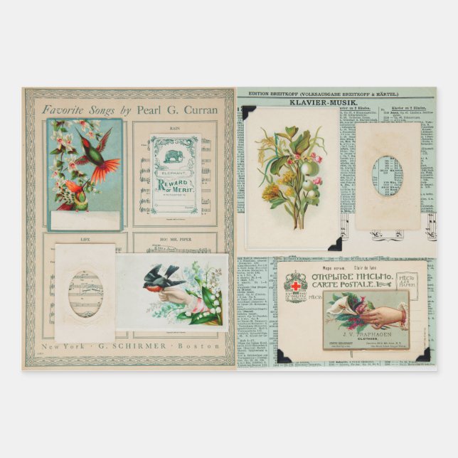 Vintage Edwardian images Wrapping Paper Sheet (Front)