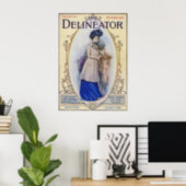 Vintage Edwardian Magazine Cover and Woman in Blu Poster (Home Office)