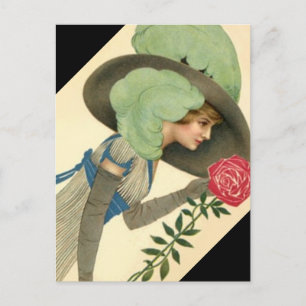 Vintage Edwardian Rose Lady Invitation Postcards
