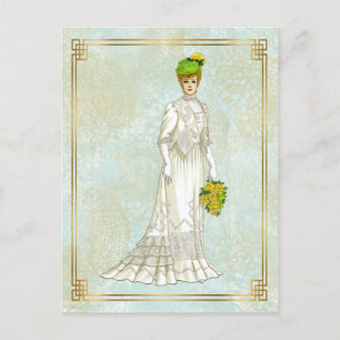 Vintage Edwardian Wedding Fashion Illustration Postcard